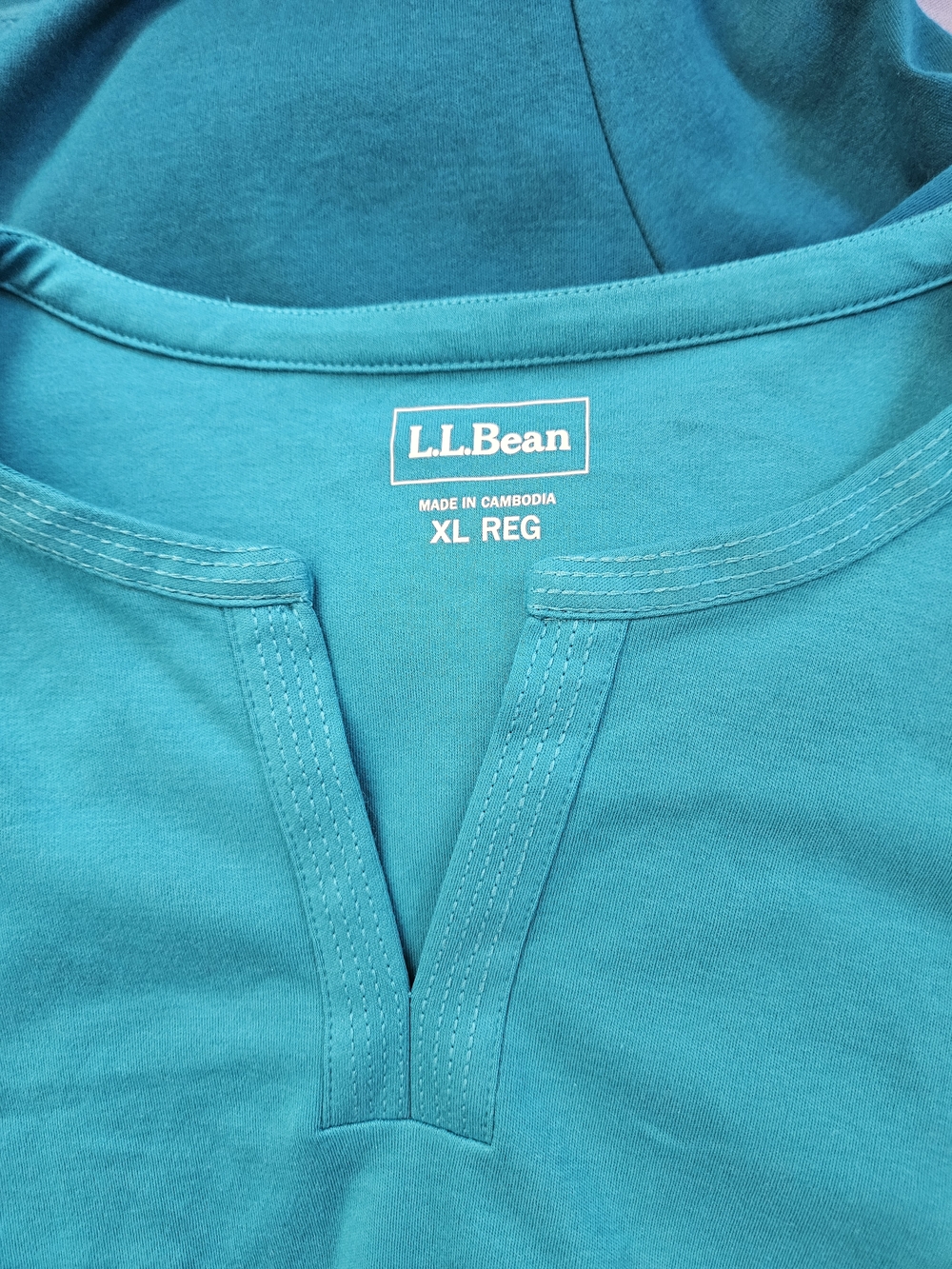 L.L. Bean Long Sleeve Tees in Teal, Aqua & Light Blue - Picture 2 of 5